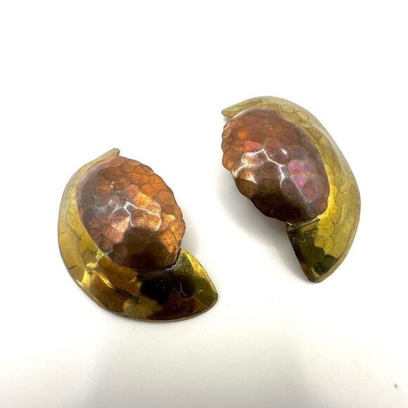 Brass modern artistic earrings - Picture 1 of 6